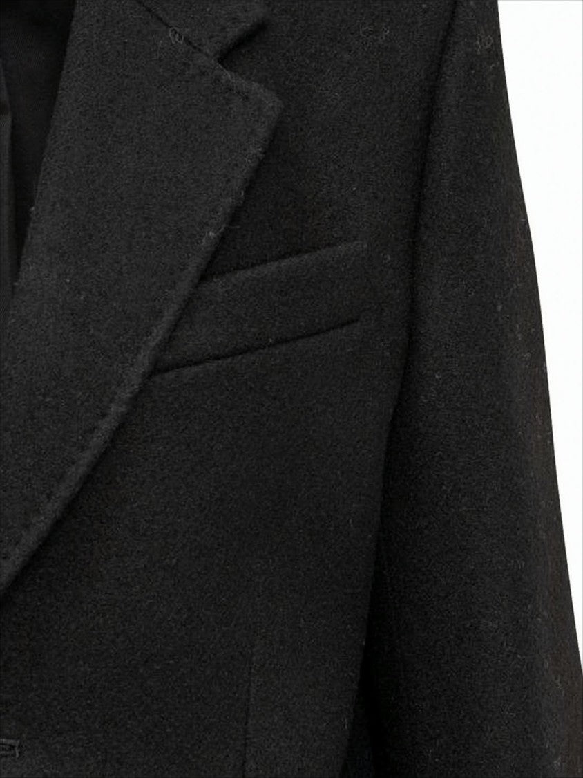 Tailored Black Wool Coat With Notched Lapels