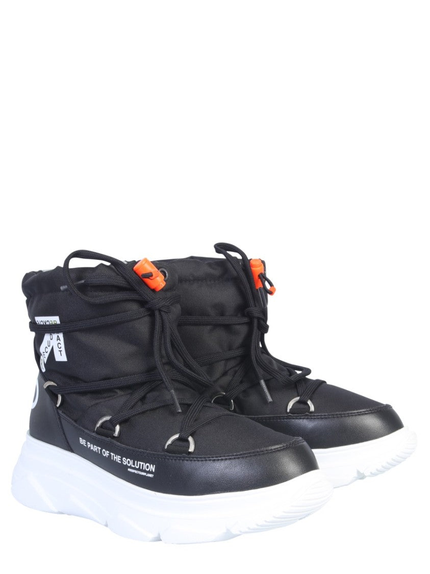 High-Top Black Nylon Boots