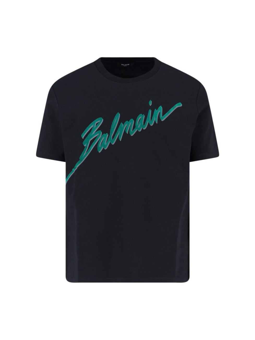Black Cotton T-Shirt With Striking Green Logo Print