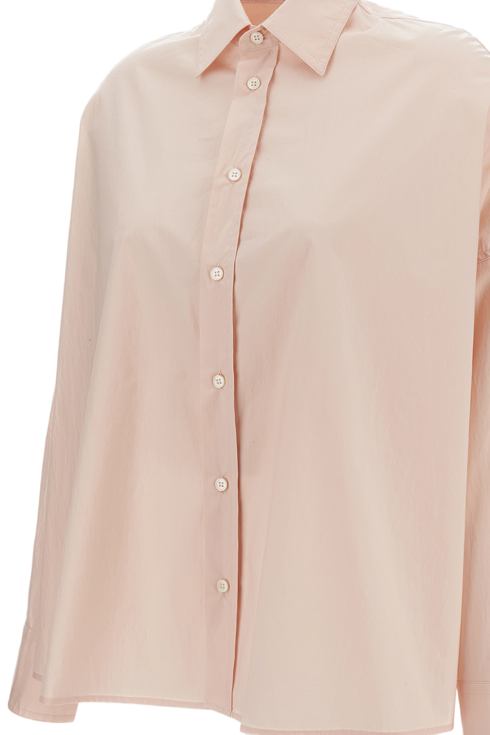 Oversized Cotton Shirt With Pointed Collar And Buttoned Cuffs