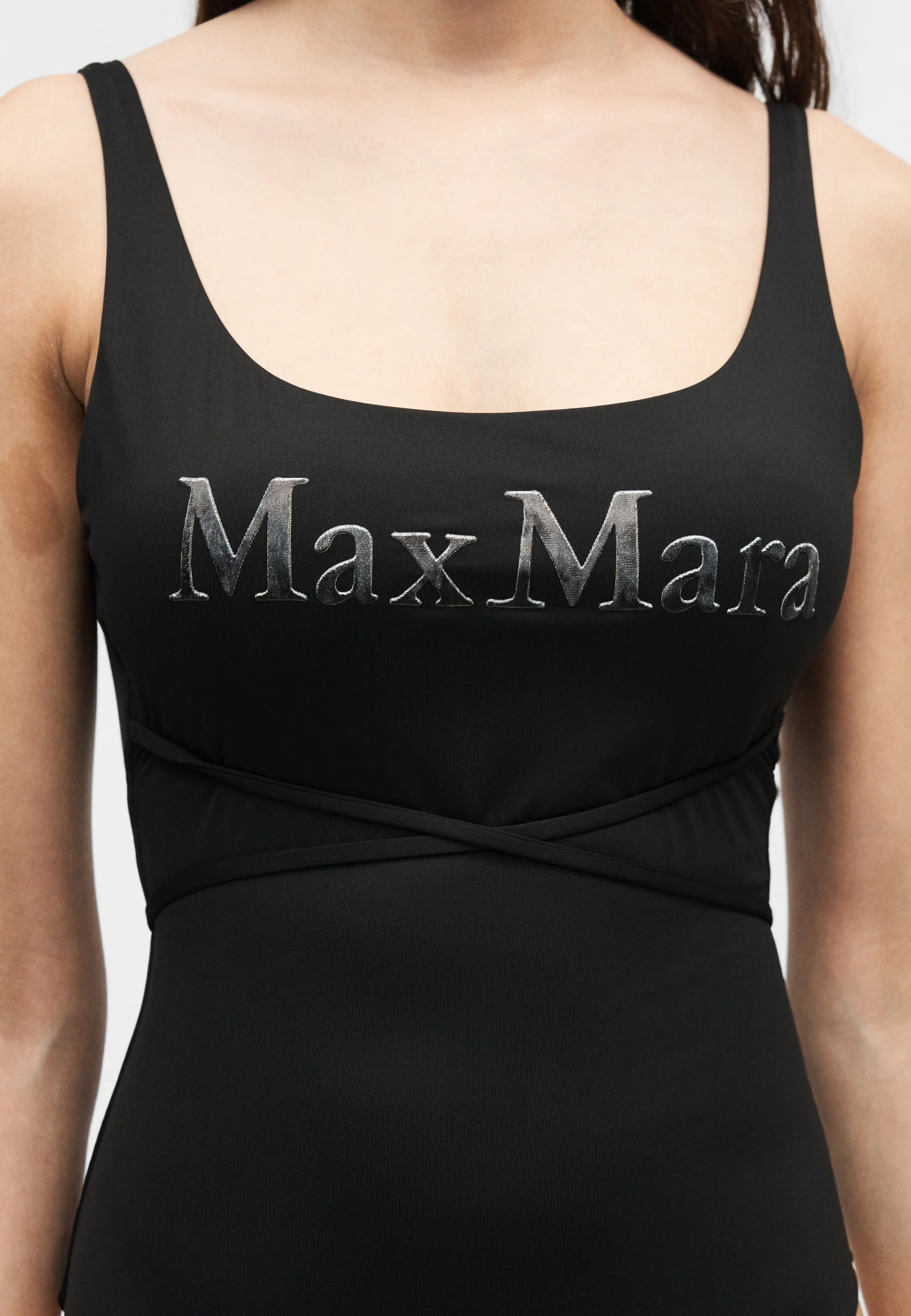 Square Neckline One-Piece Swimsuit with Wrap Detail