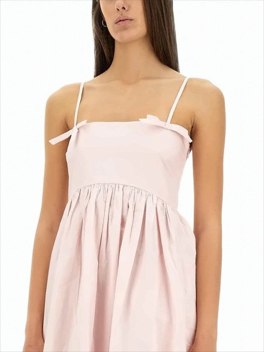 Midi Dress With Fitted Bodice And Ruffled Hemline