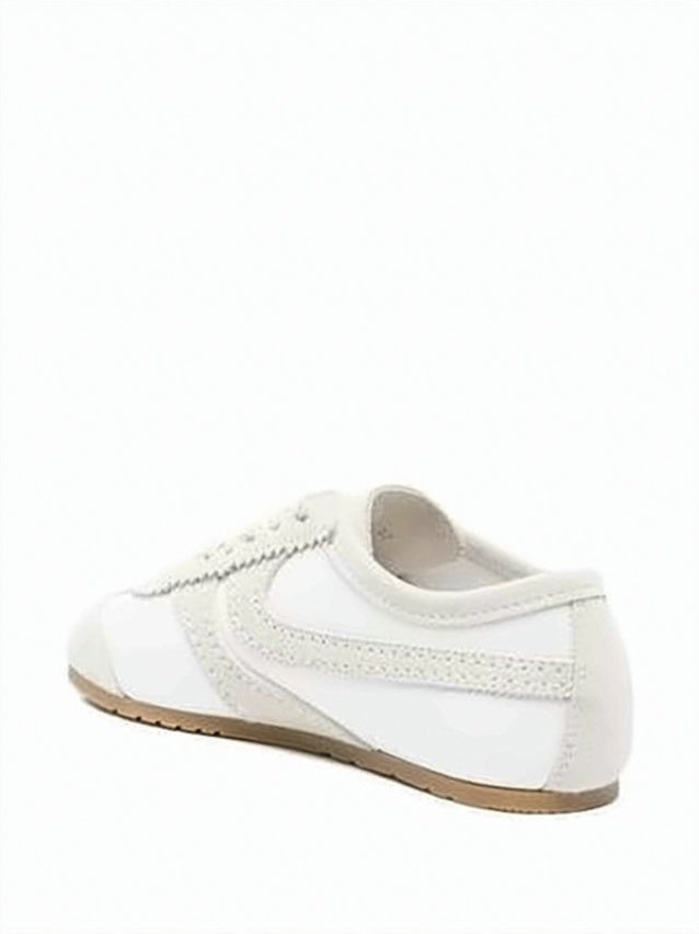 White Leather Sneakers with Suede Overlays