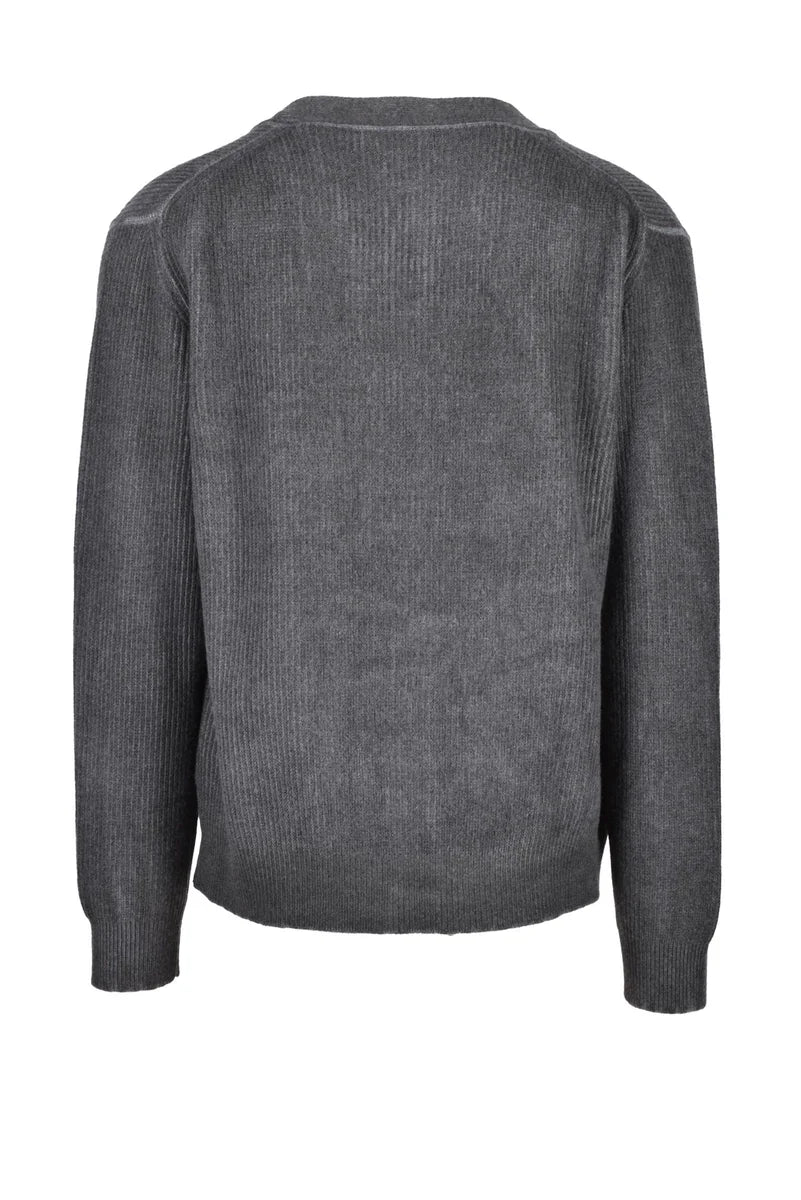 Ribbed Knit Cardigan with V-Neck