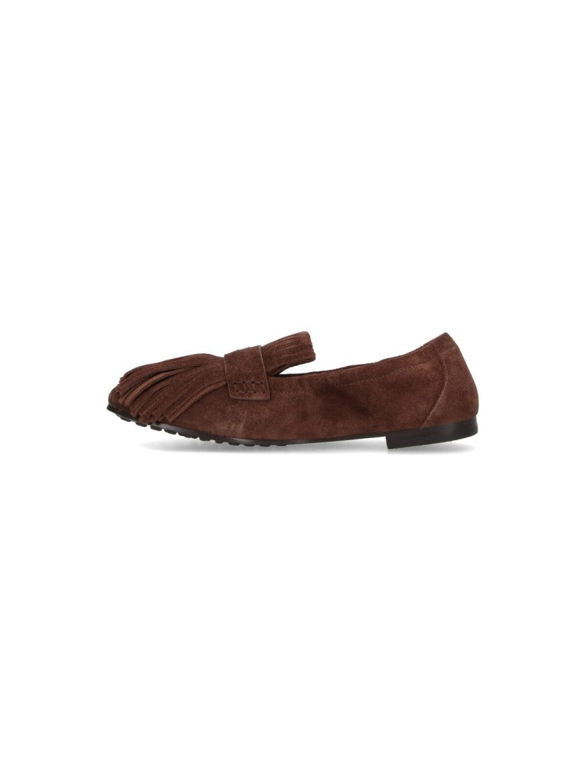 "Ballerina" Loafers, In Brown Suede