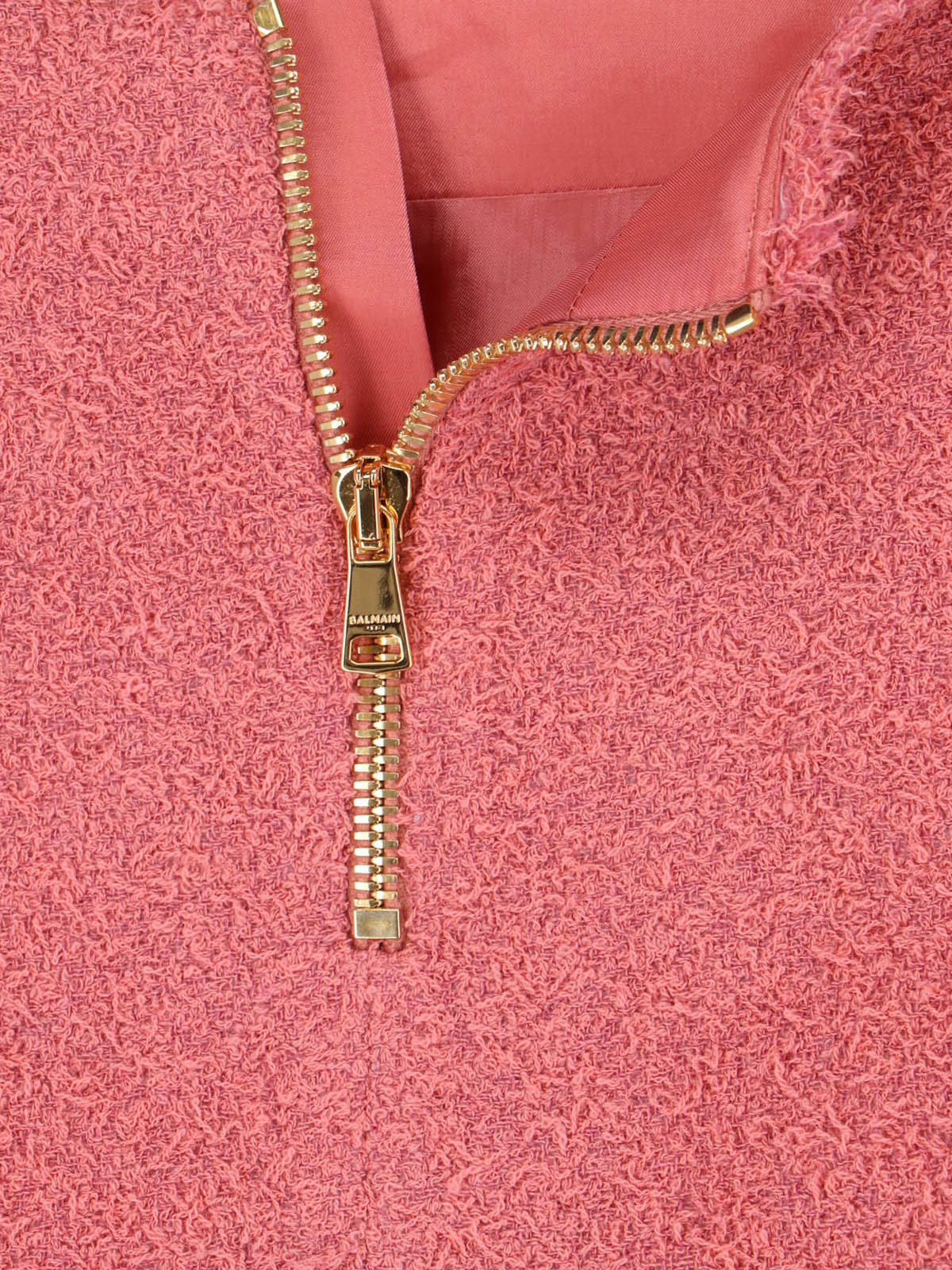Pink Textured Tweed Mini Flap Skirt