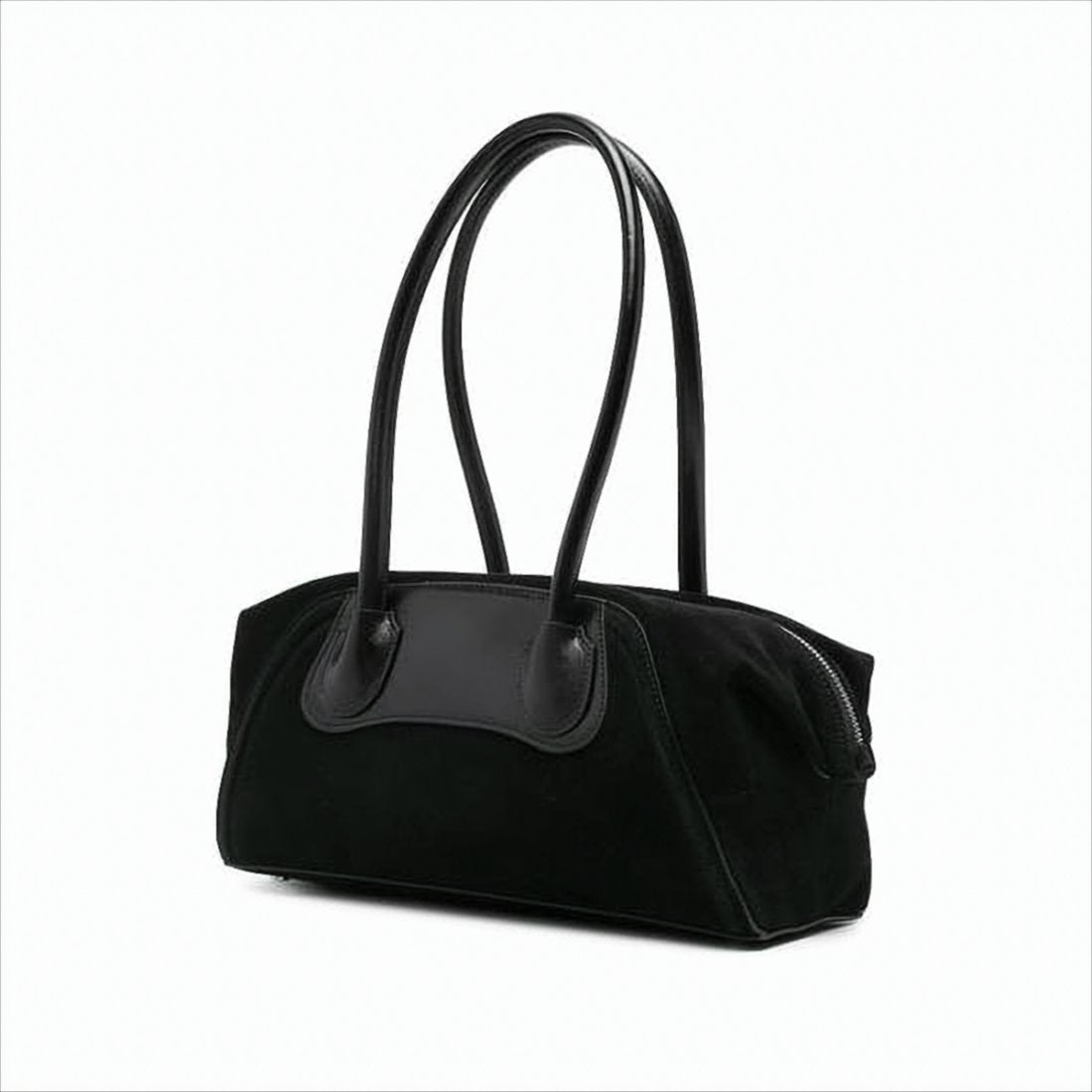 Structured Black Suede Tote Bag
