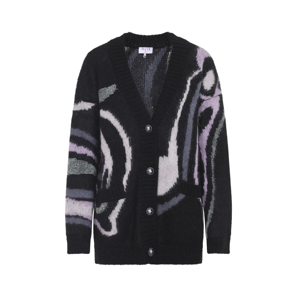 Mohair Blend Cardigan With Abstract Patterns