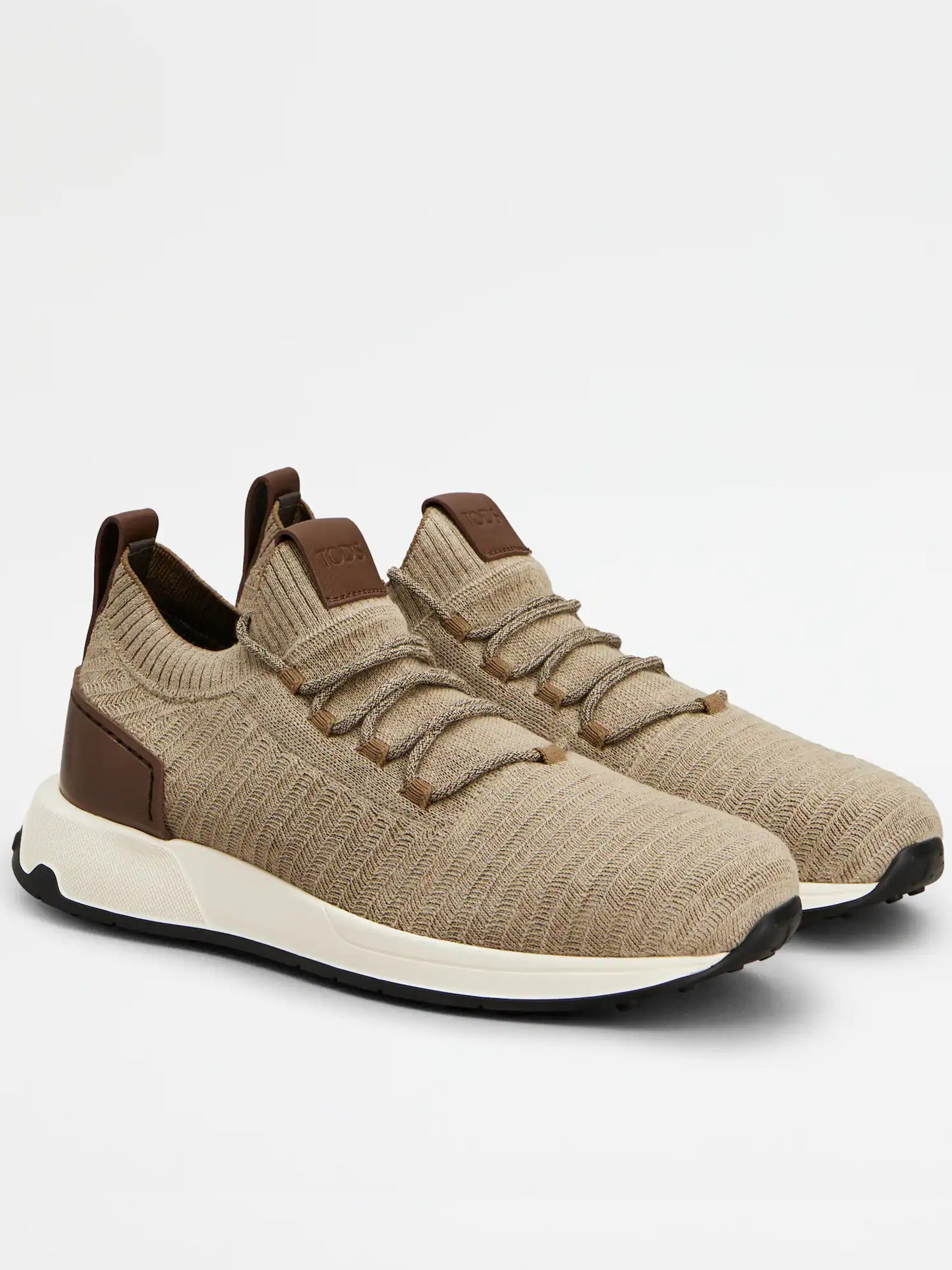 Beige Calzature Knitted Chevron Sneakers
