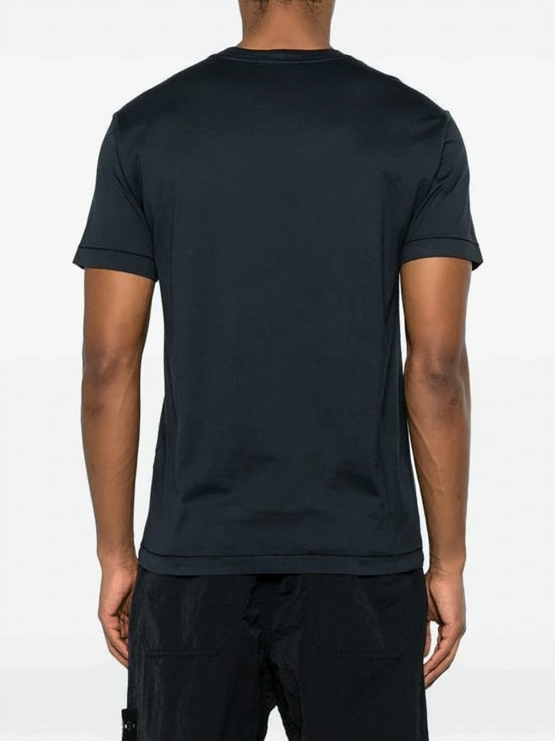 Minimalist Black Crew Neck T-Shirt with Patch Logo