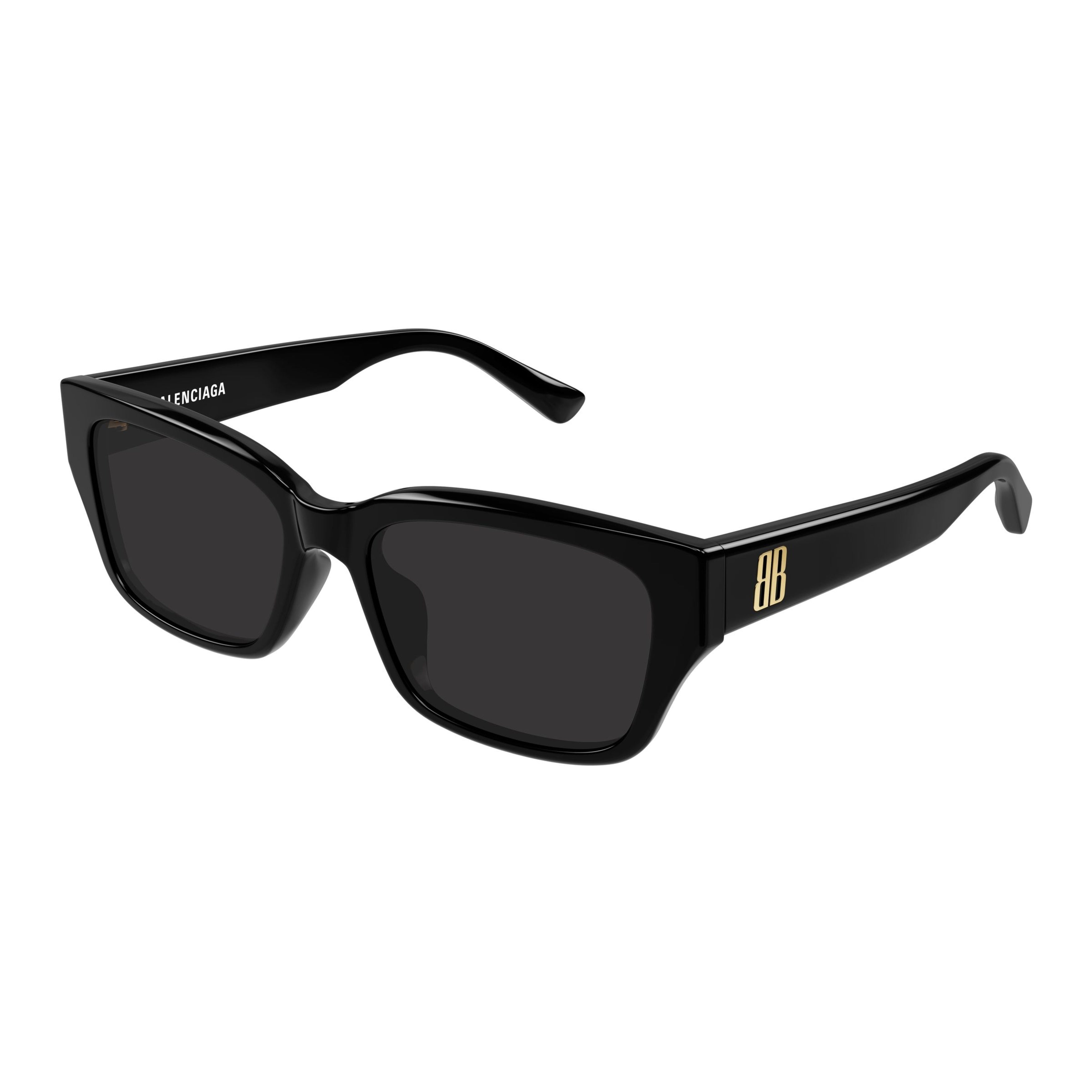 Bold Rectangular Sunglasses In Glossy Black Acetate