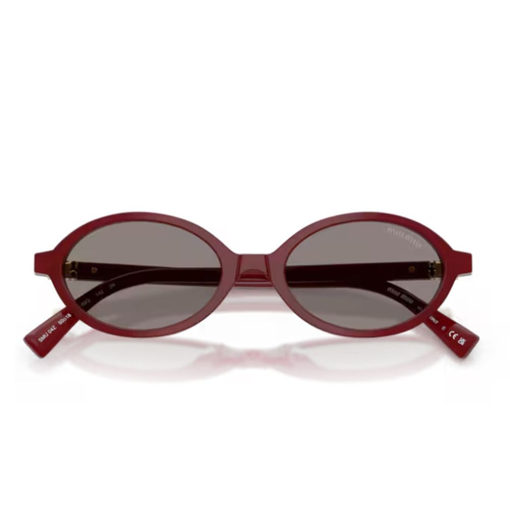 Compact Oval Sunglasses in Glossy Burgundy Acetate