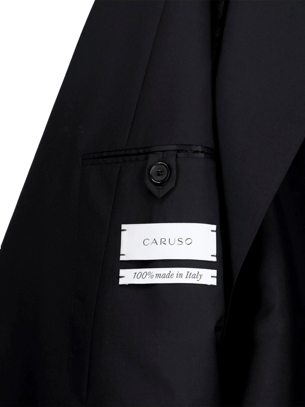 Black Double-Breasted Wool And Mohair Blend Suit