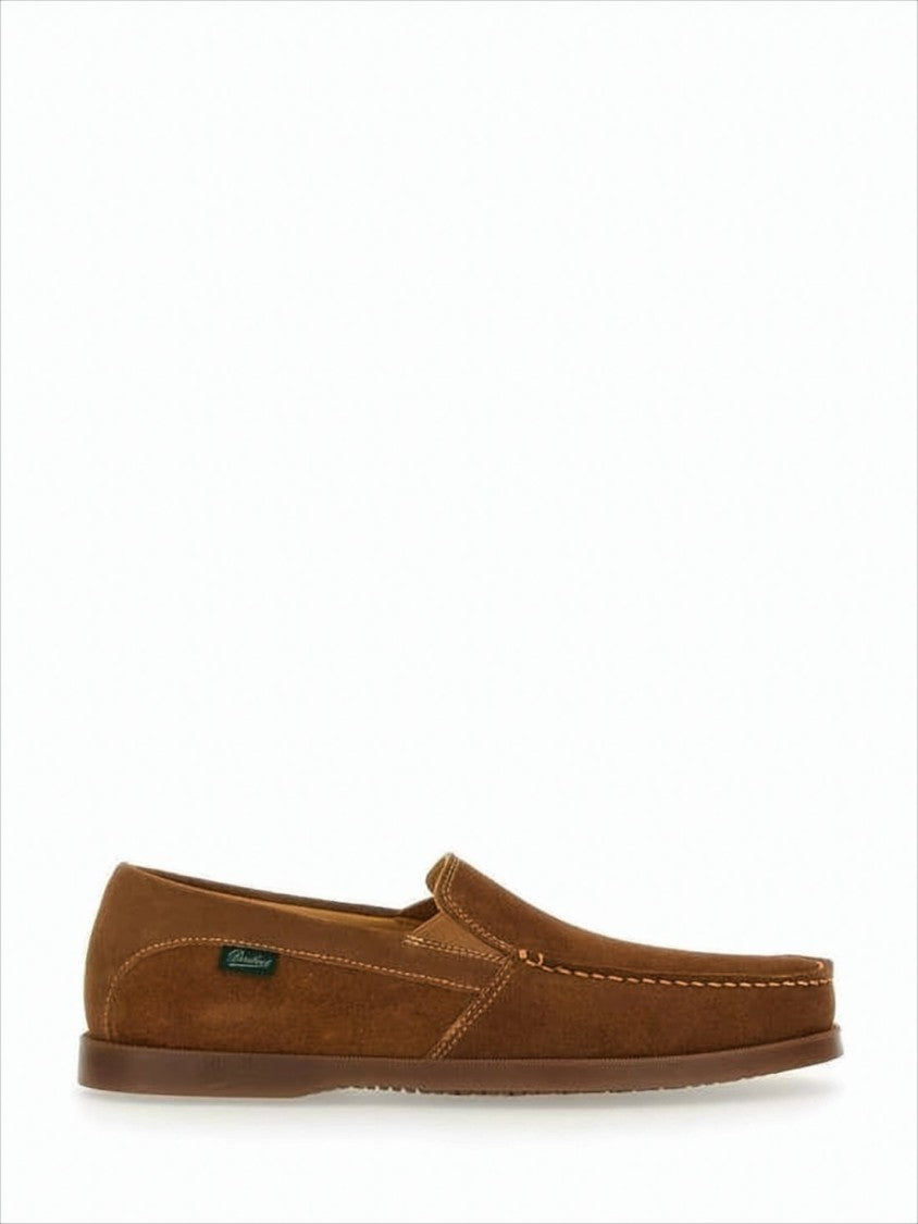 Brown Suede Loafers with Moccasin Toe Design