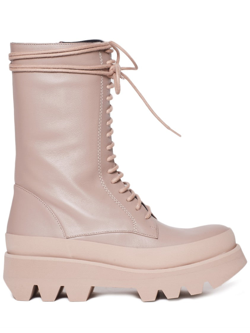 Tied Ankle Boots With Oversized Eva Sole