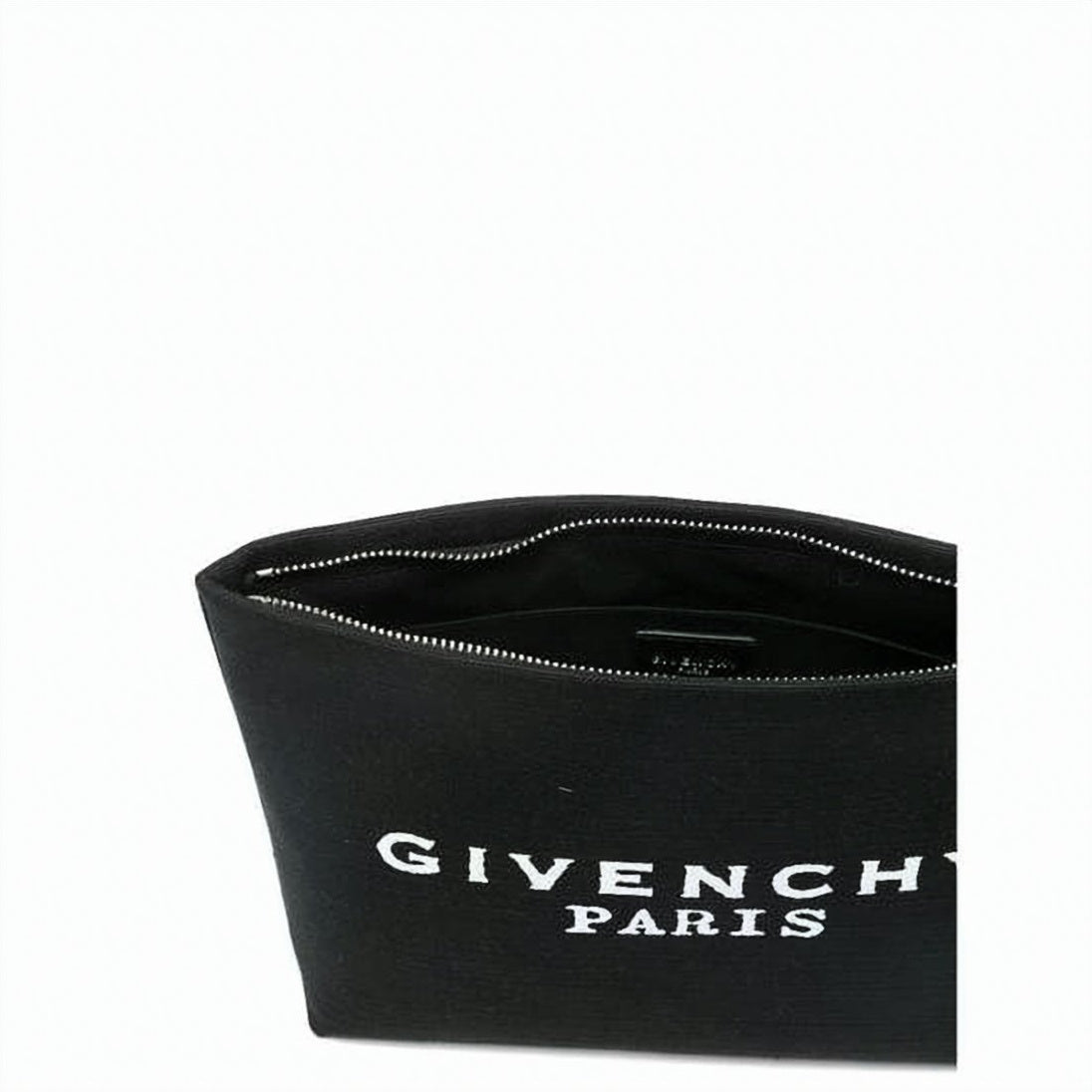Textured Fabric Clutch with Prominent Logo Print