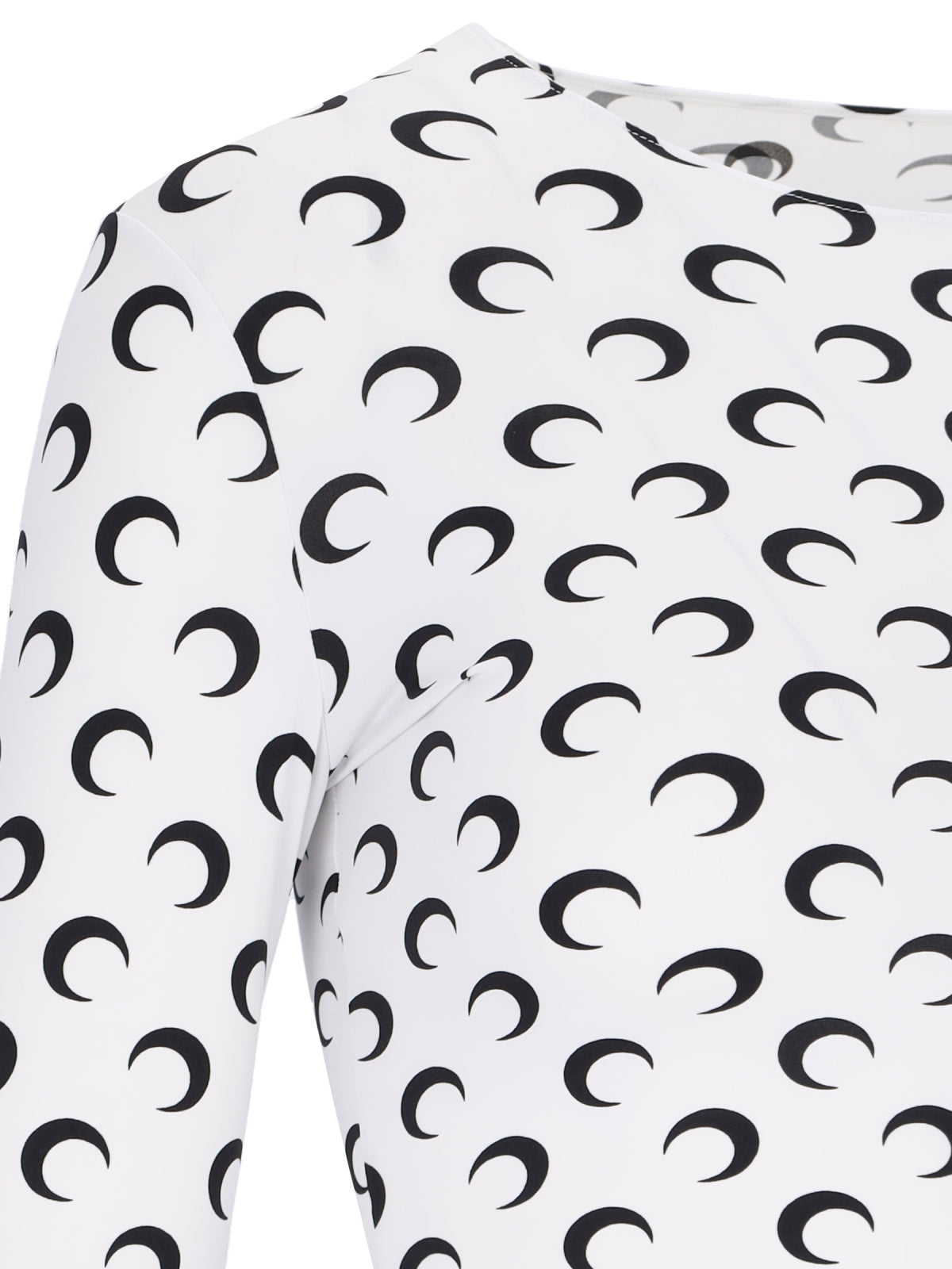 White Moon Logo Fitted Long-Sleeve Top