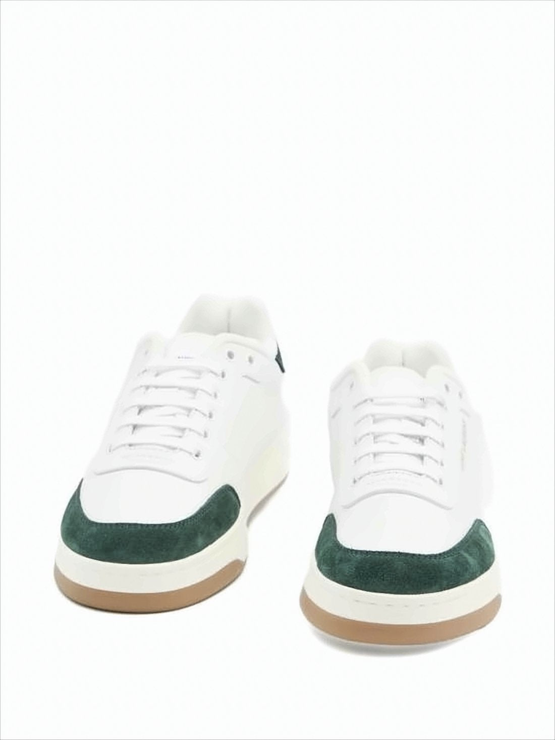 Low-Top Smooth Leather Sneakers with Suede Accents