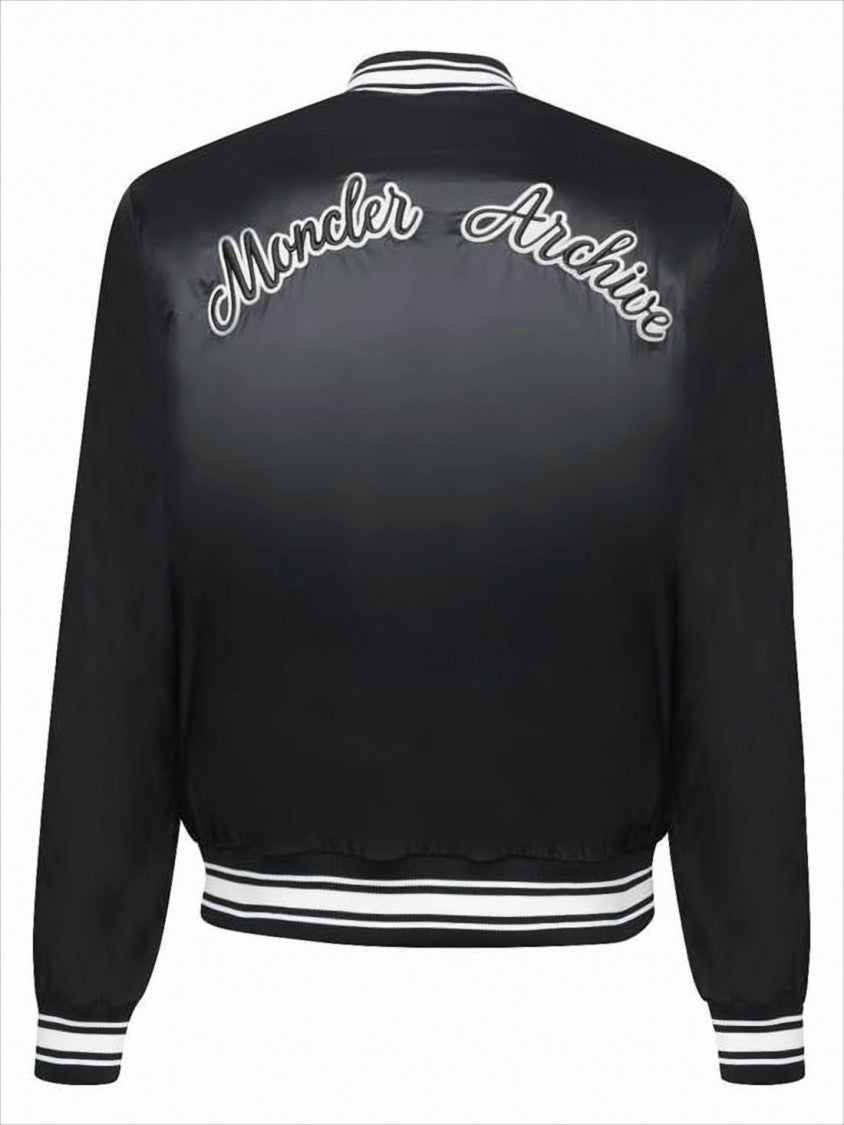 Black Polyamide Jacket with Quilted Padded Front and Logo Detail