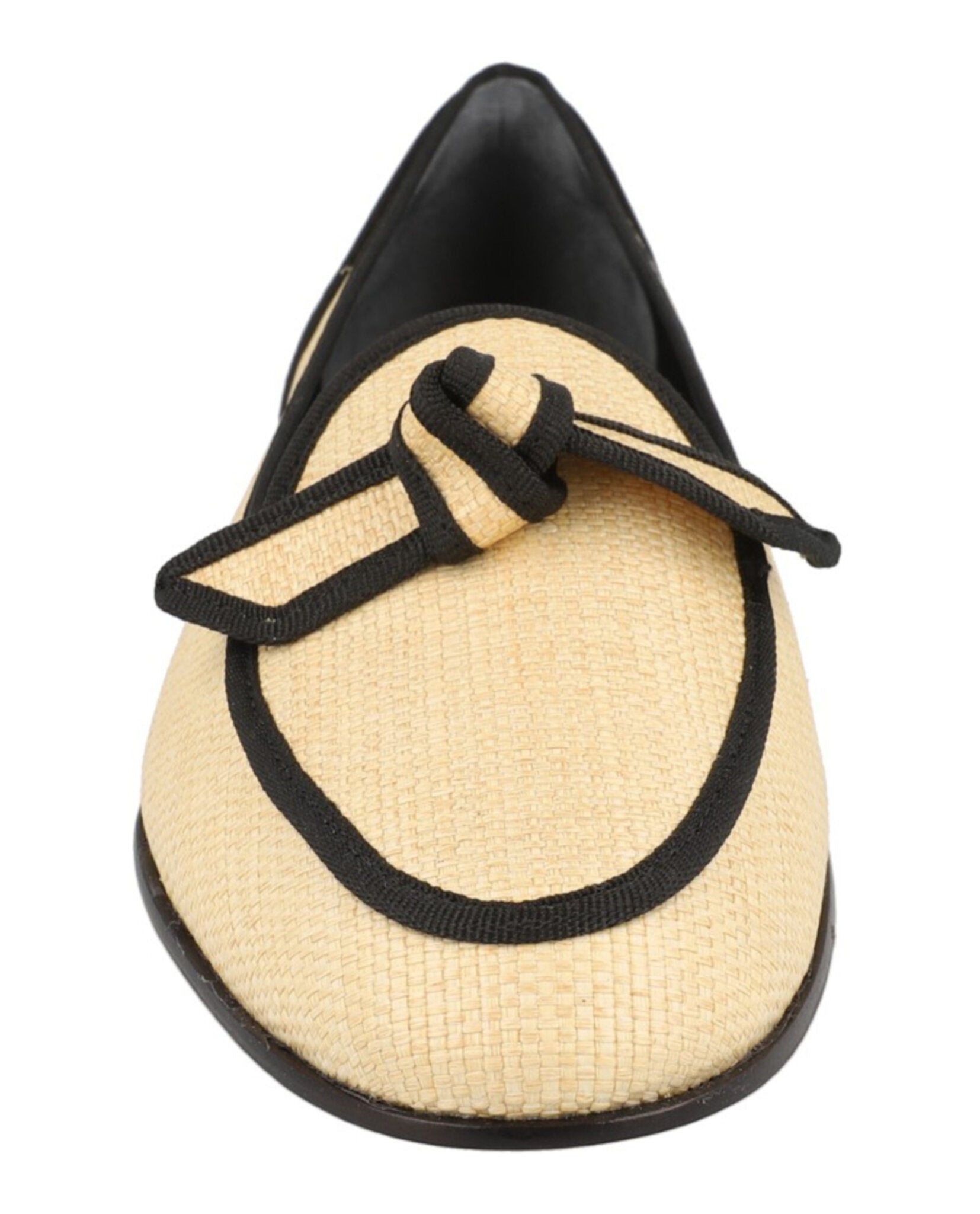 Grosgrain-Trim Raffia Loafers