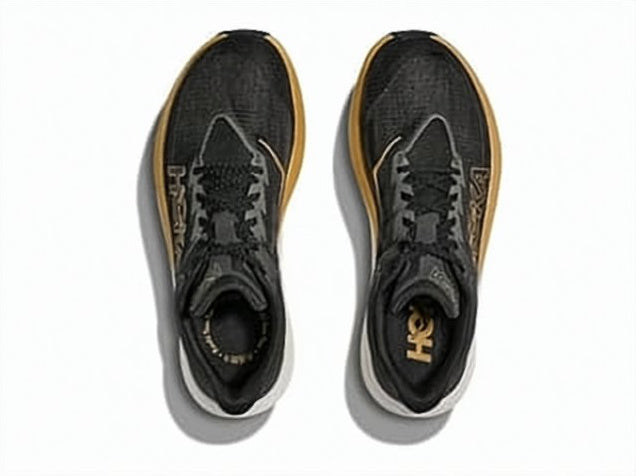 Sculpted Black Mesh Sneakers with Gold Accents