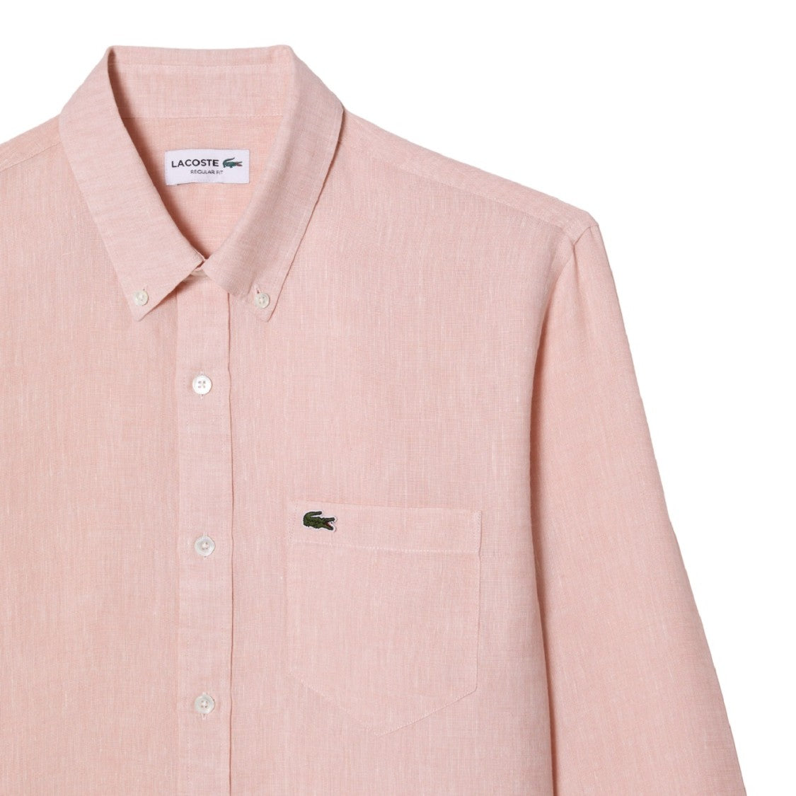 Pink Linen Shirt with Straight Cut Collar