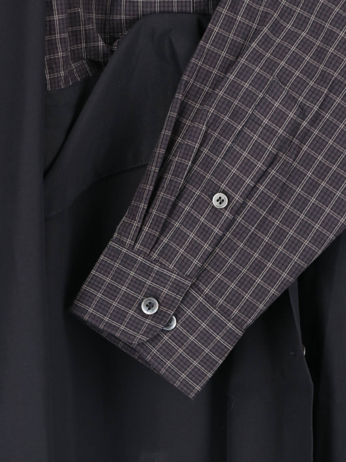 Black Layered Checkered Detail Shirt