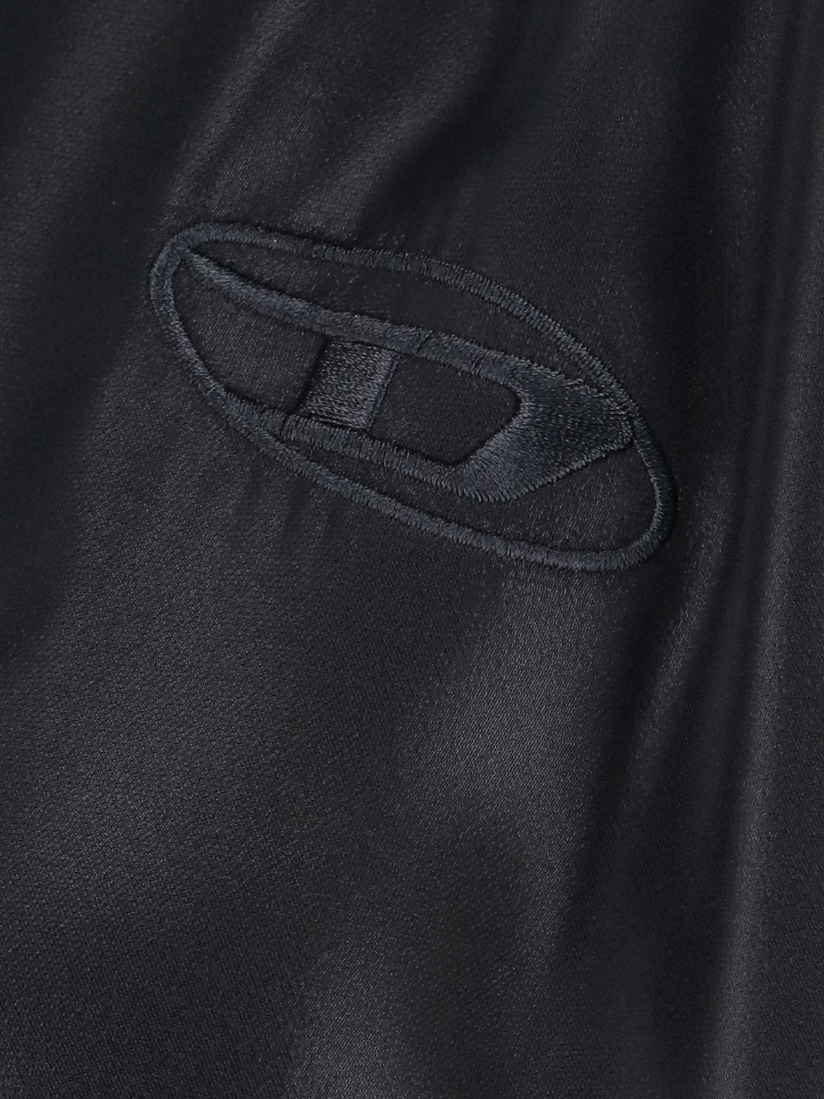 Laminated Black Shirt With Classic Collar And Embroidered Logo