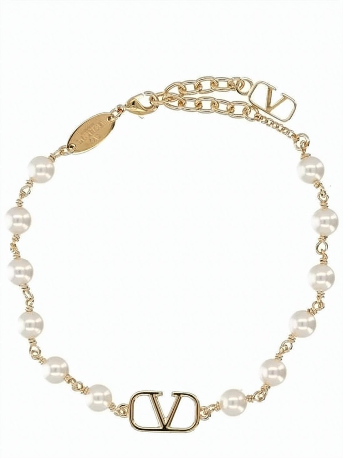 Gold-Toned Brass Bracelet with Pearl Accents