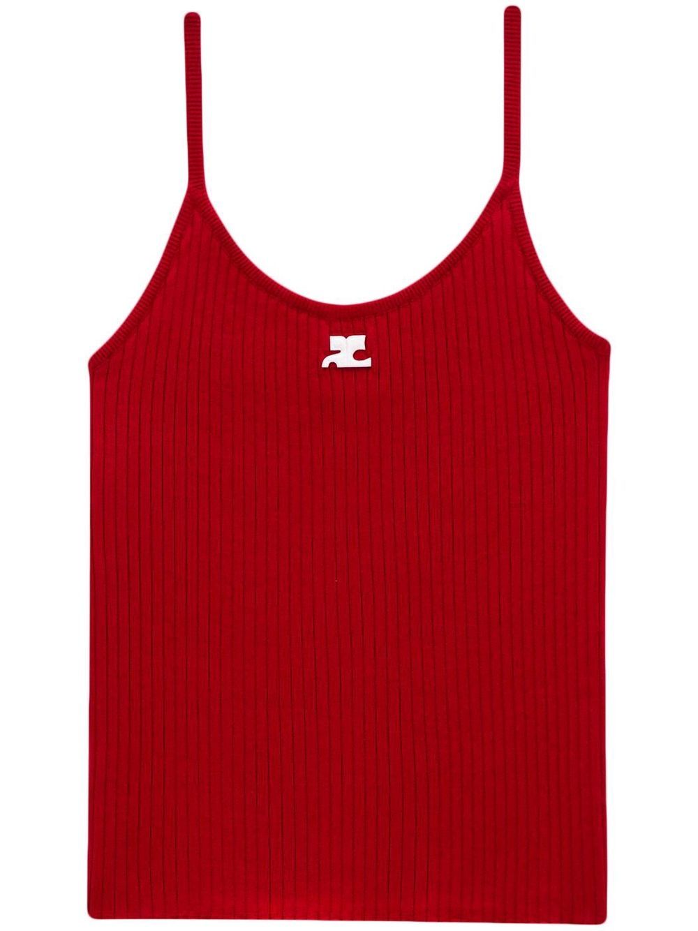Fitted Ribbed Tank Top With Spaghetti Straps
