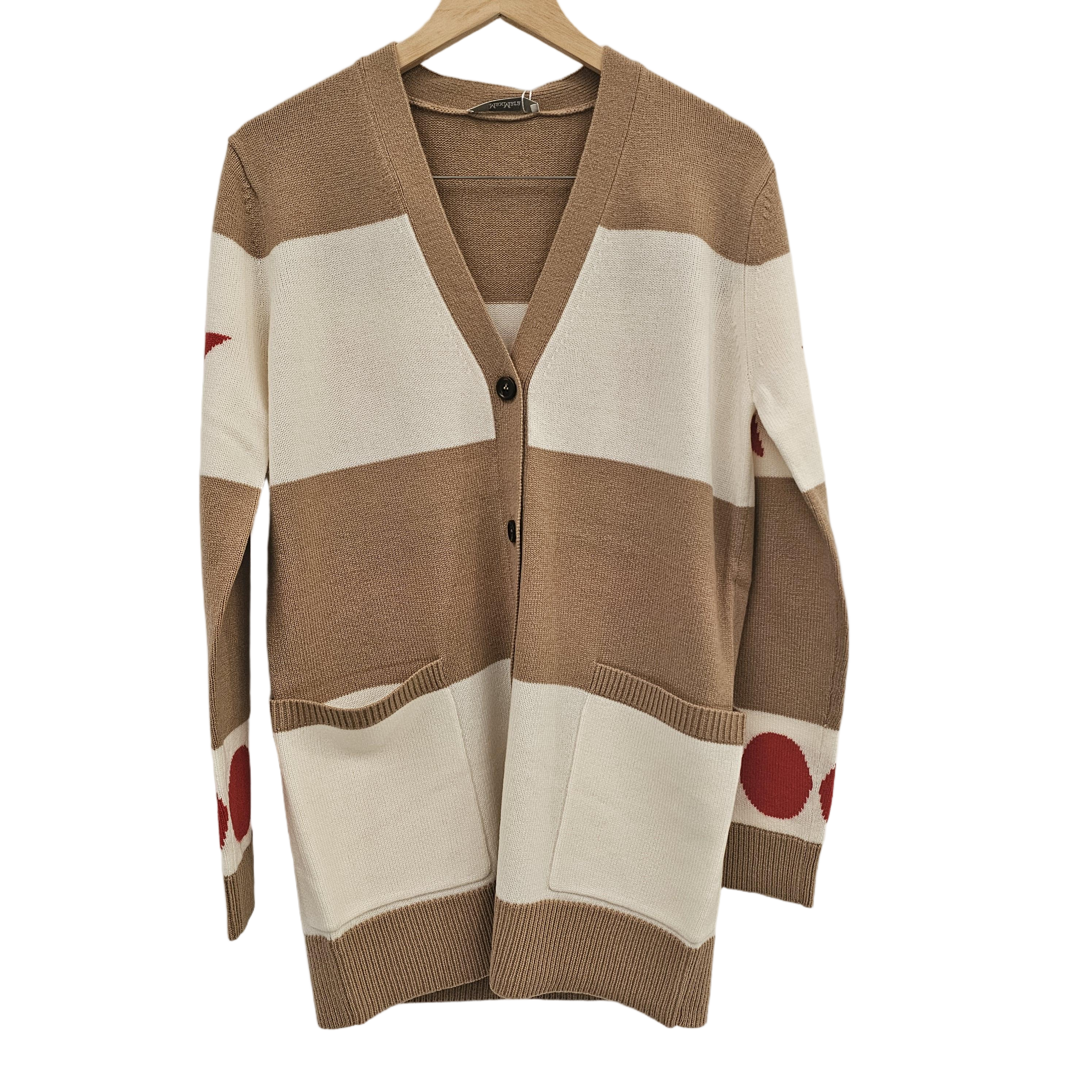 Striped Knitwear Sweater with V-Neckline