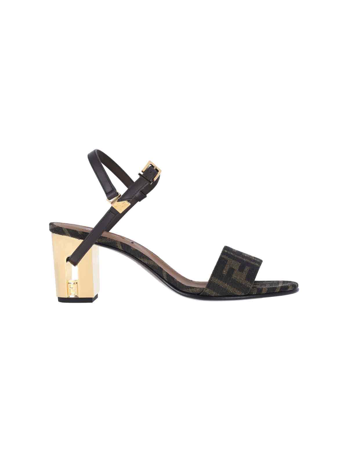 Brown Delfina Square Block Heel Sandals