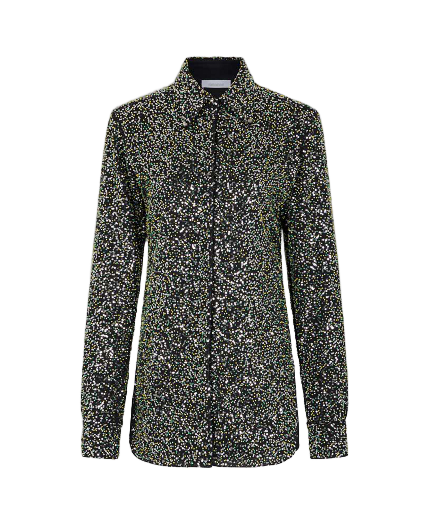 Fitted Black Shirt With Shimmering Appliques
