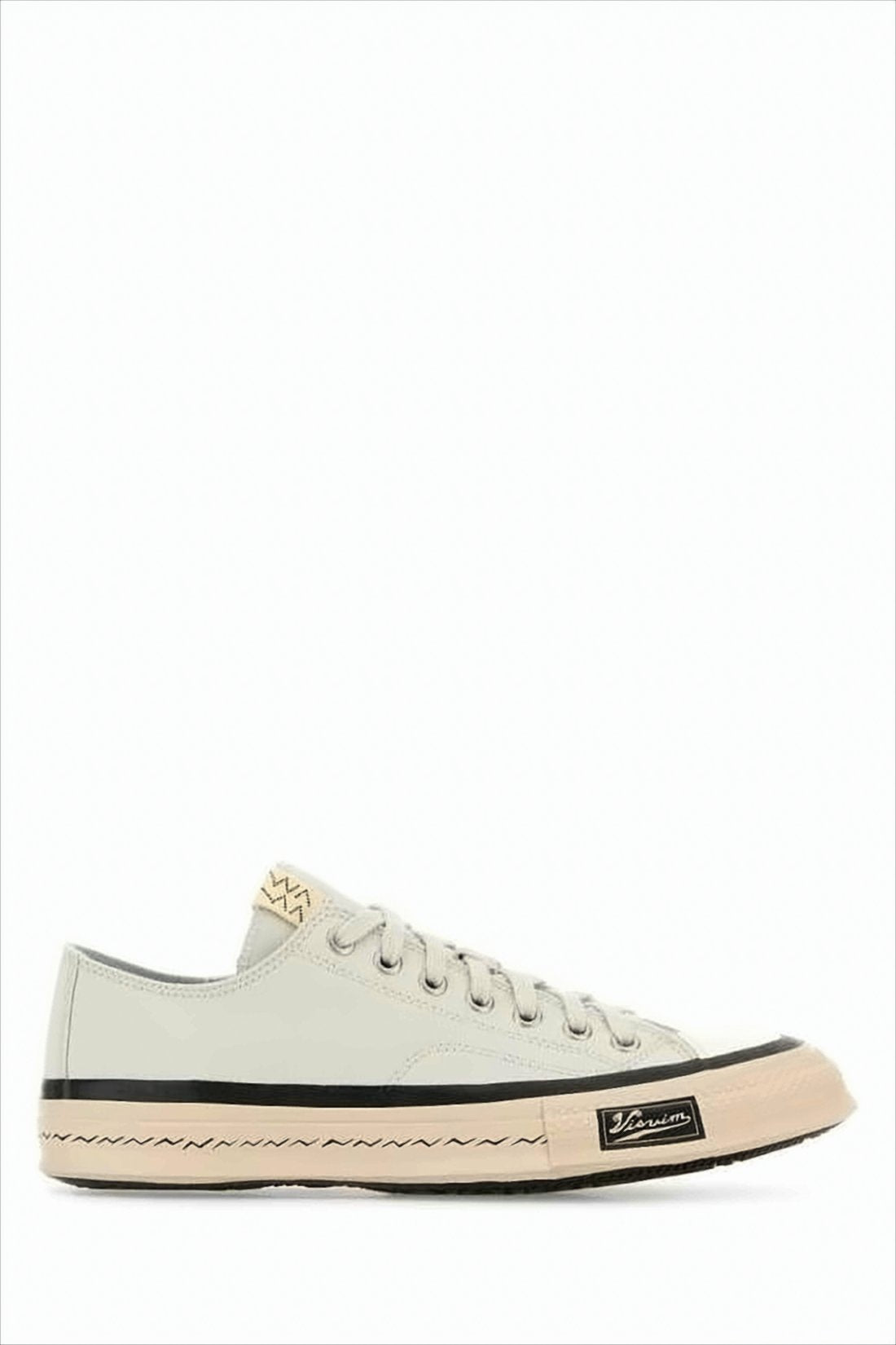 Canvas Low-Top Sneakers with Zigzag Stitch Detail