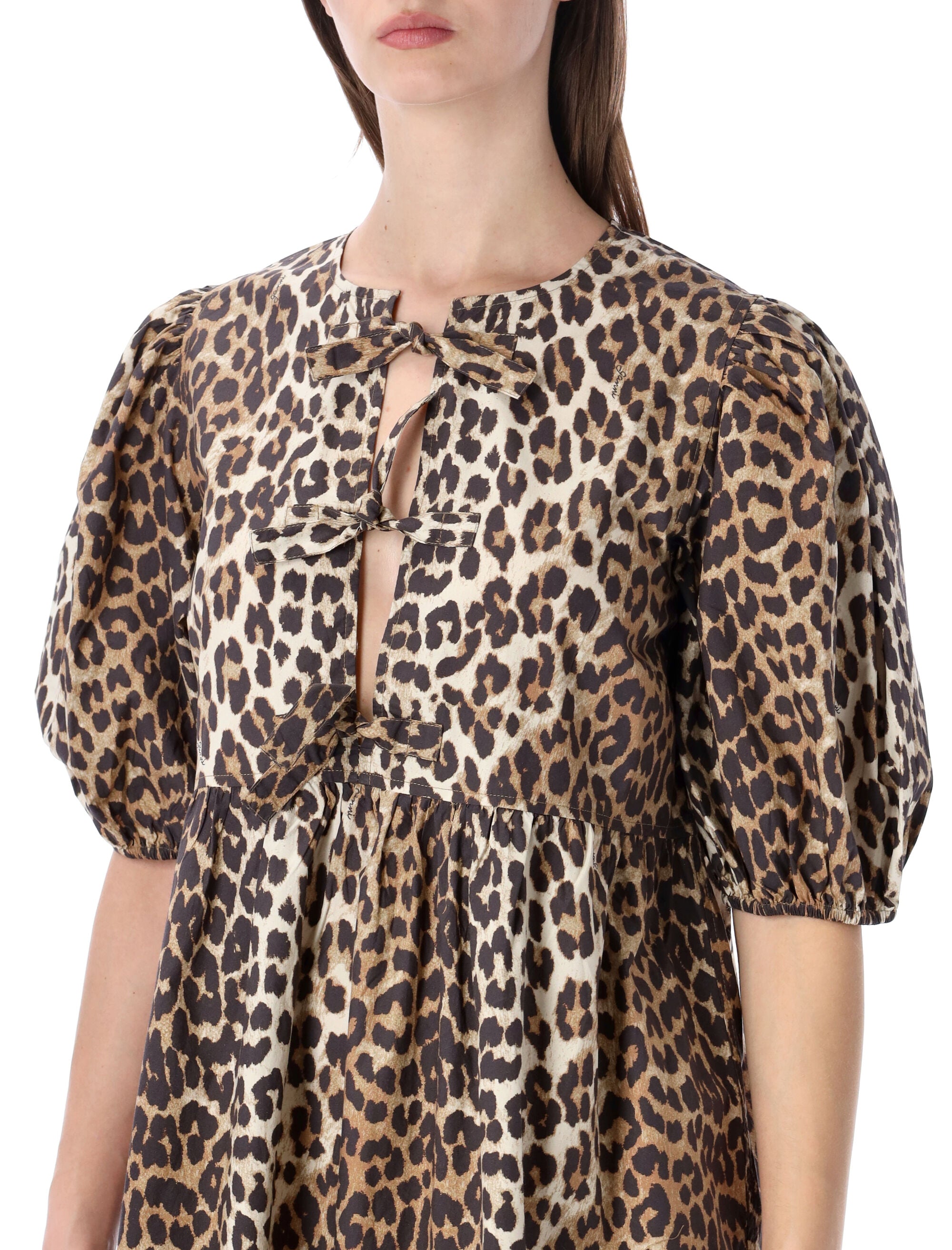 Leopard Tie String Mini Dress