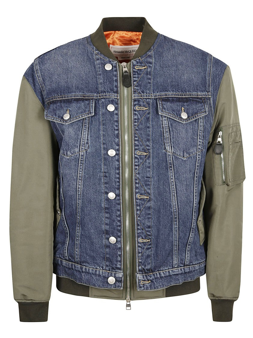 Denim And Fabric Casual Jacket