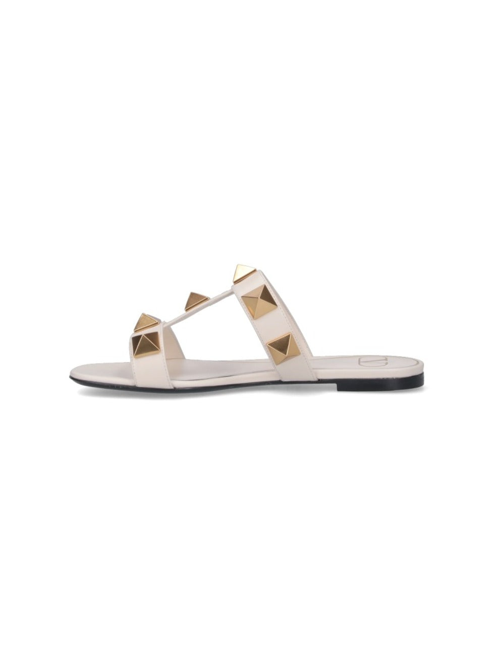 Flat Sandals With Pyramid Gold Studs