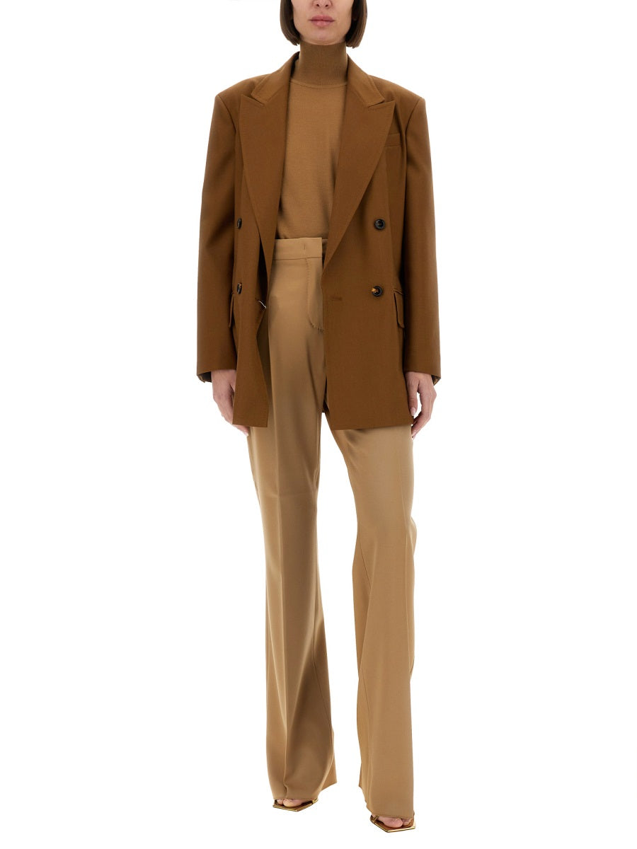 Wool Blend Double-Breasted Jacket with Tailored Silhouette