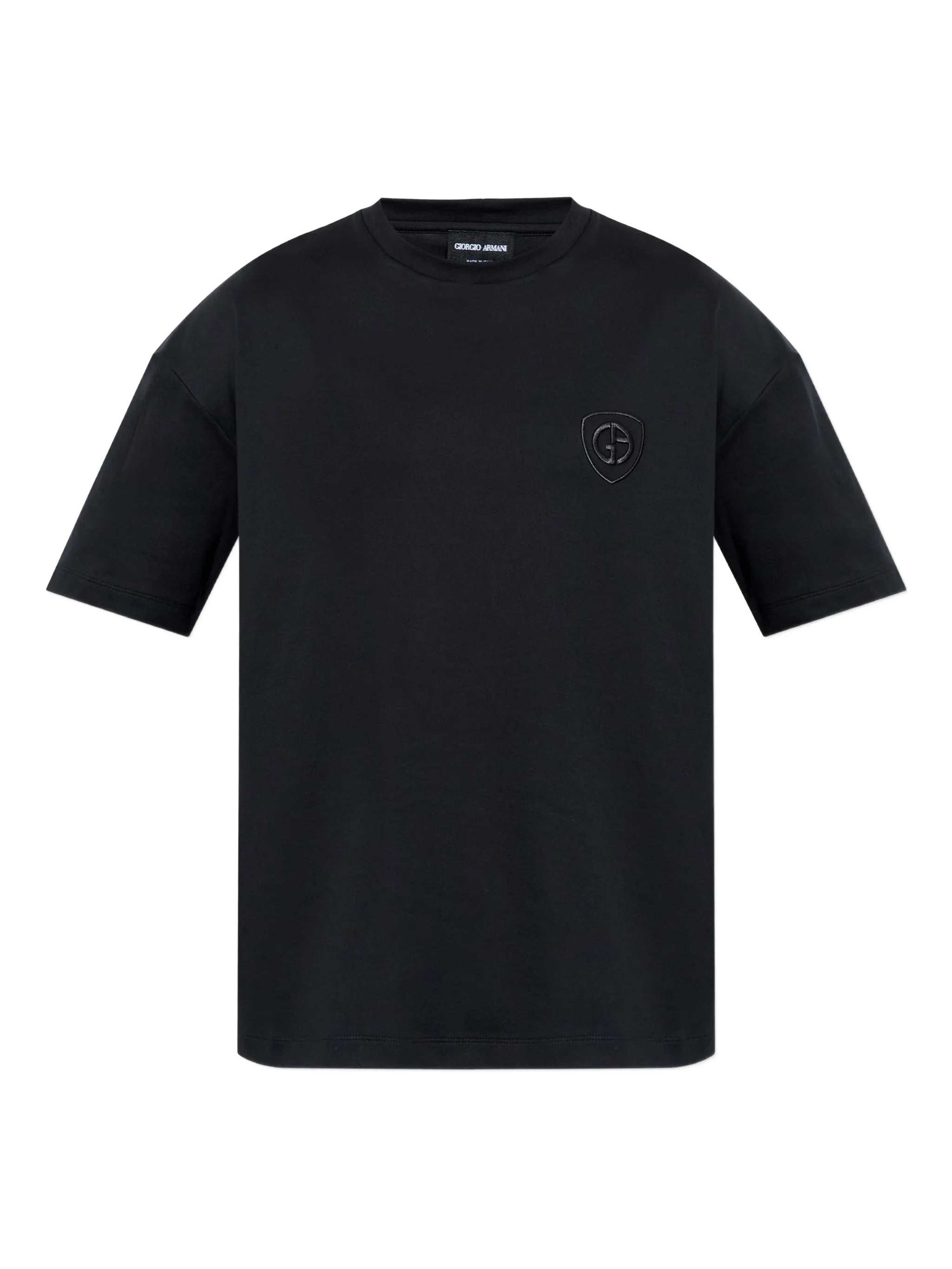 Black Relaxed Fit Embroidered Logo T-Shirt
