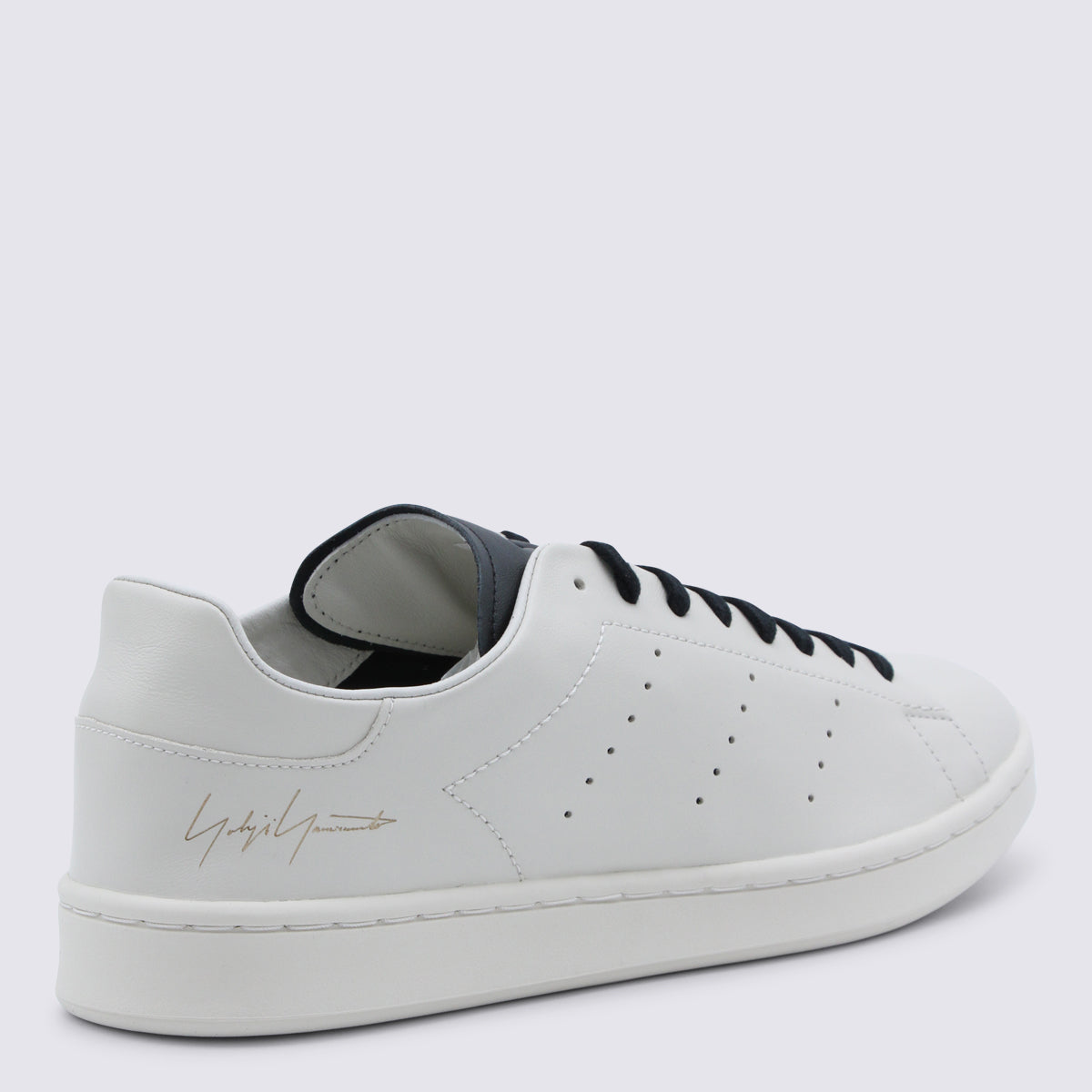 Beige Leather Low-Top Sneakers