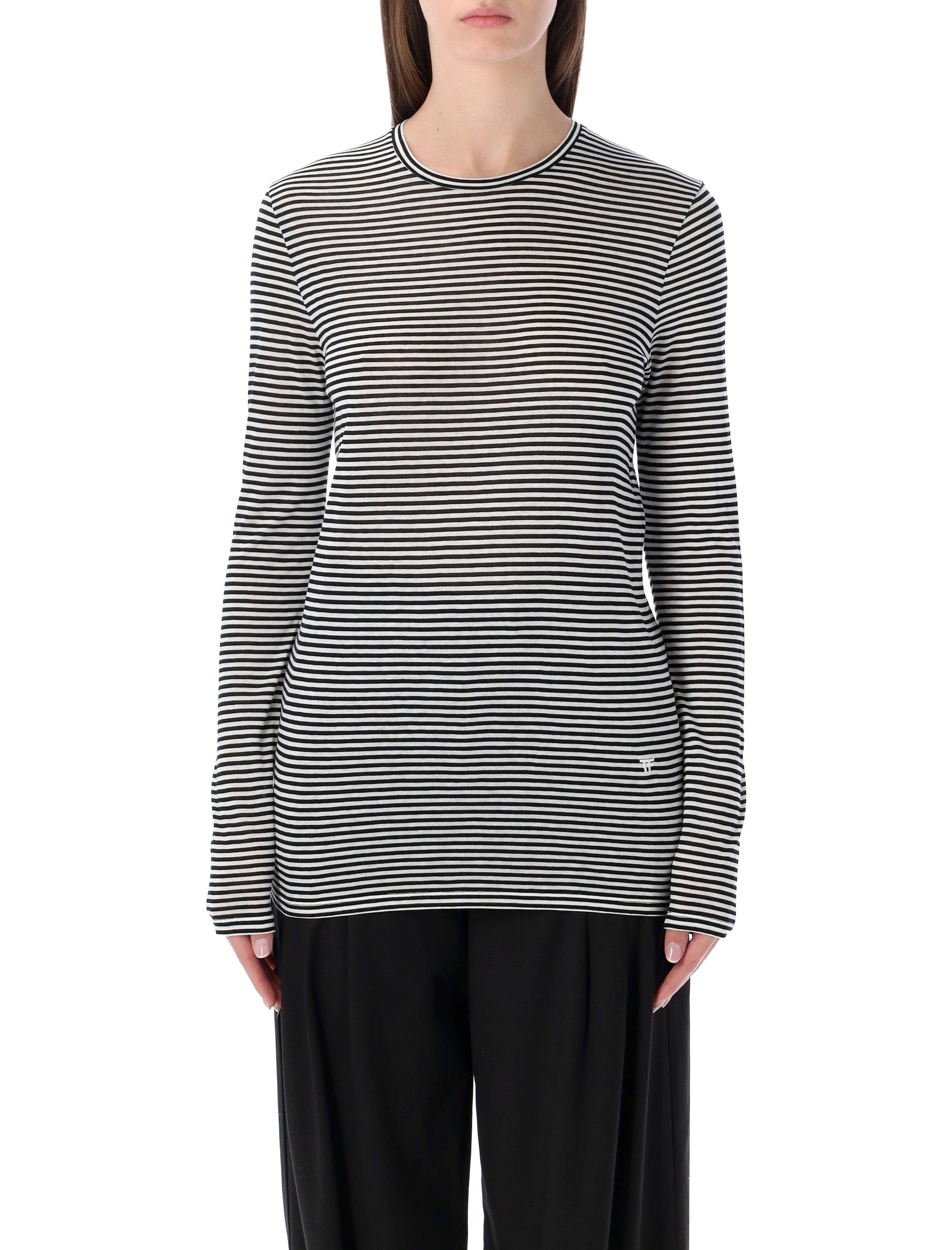 Striped Long-Sleeve Viscose Top