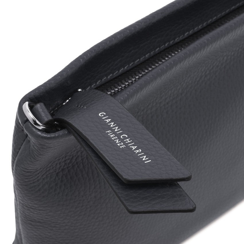 Hammered Leather Clutch With Chain Strap