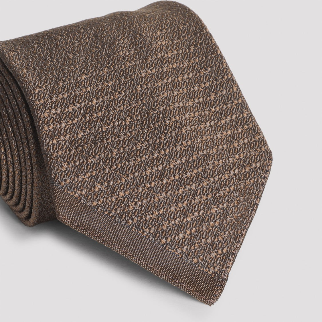 Textured Silk Necktie In Muted Brown Tone