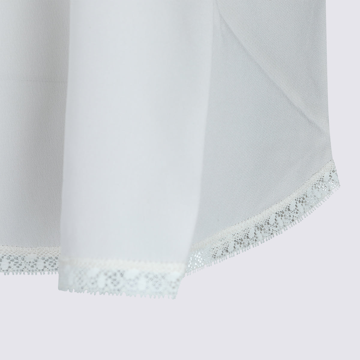 Silk Top with Intricate Lace and V-Neckline
