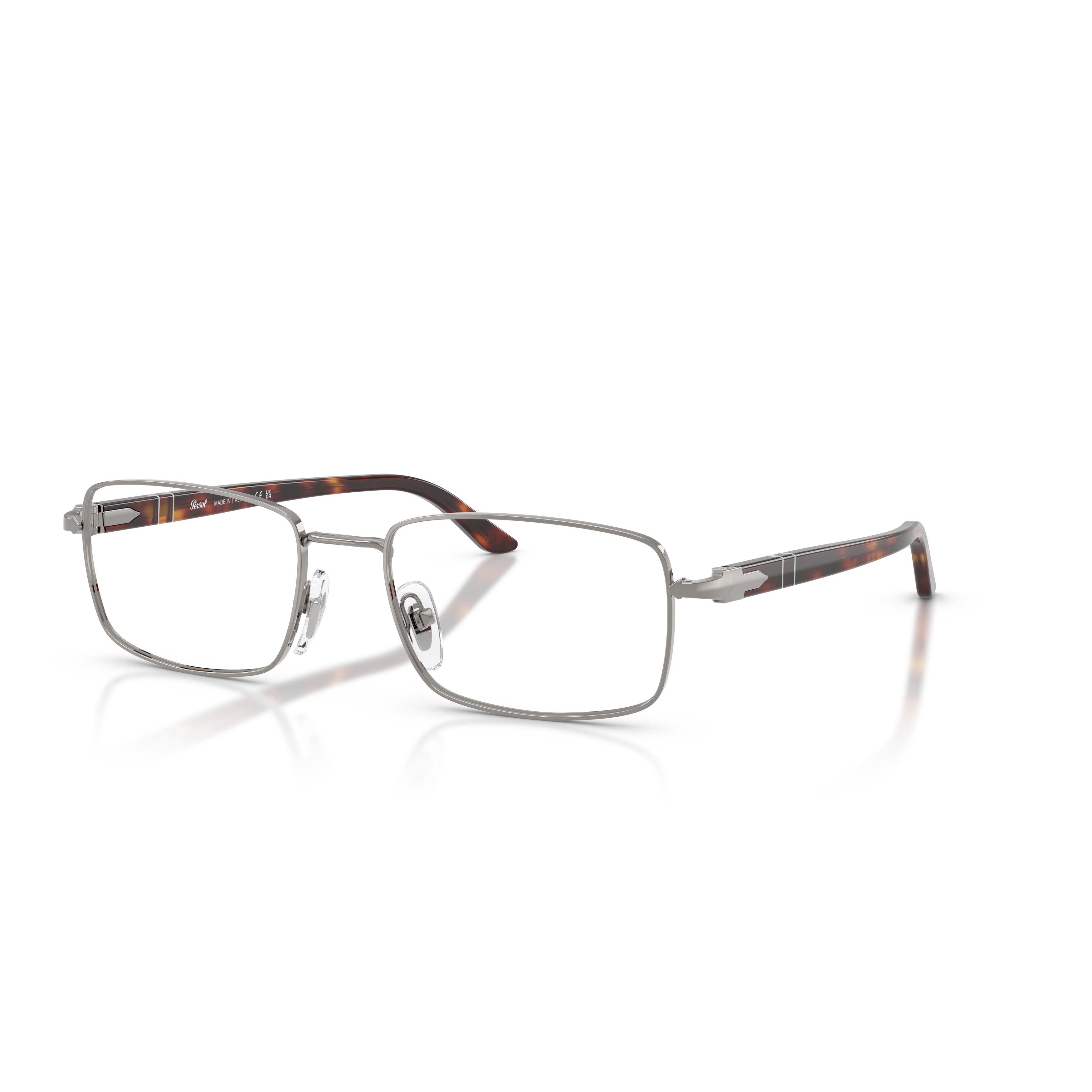 Rectangular Metal Frame Eyeglasses With Tortoiseshell Accents
