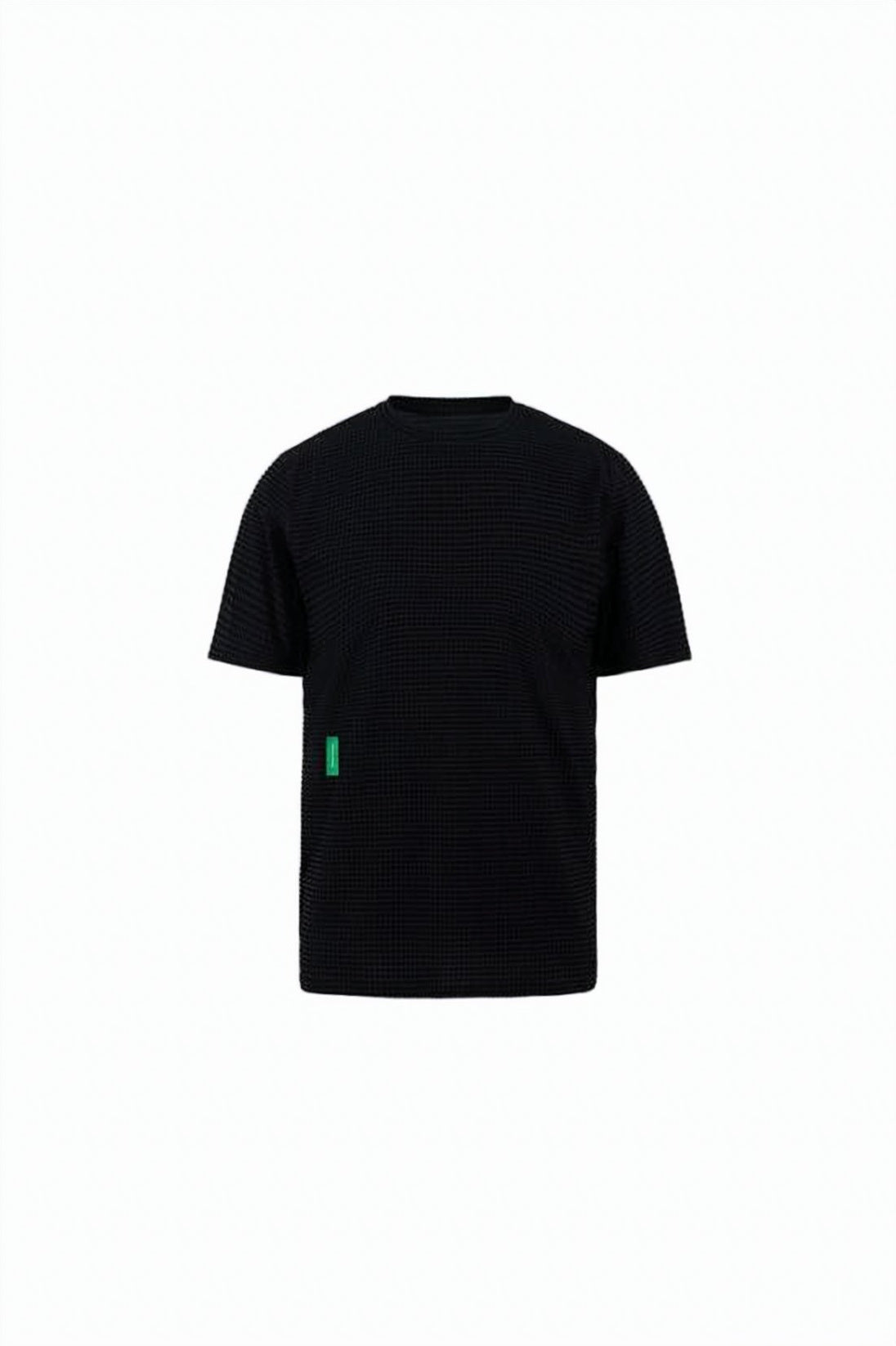 Textured Black T-Shirt with Classic Crew Neckline