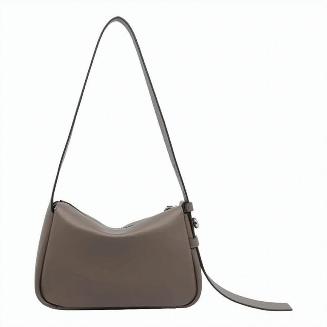 Brown Structured Rectangular Cowhide Shoulder Bag