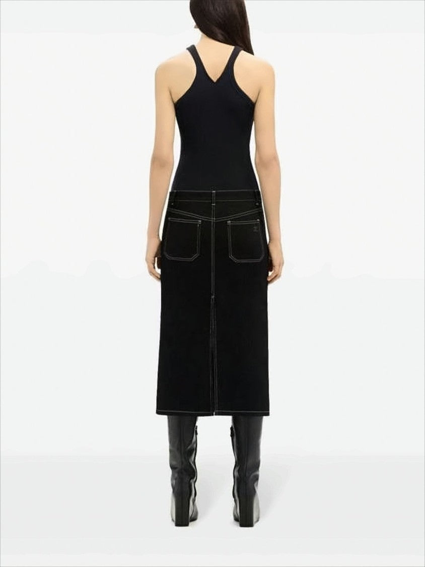 Fitted Black Sleeveless Ribbed Top With Subtle Zipper