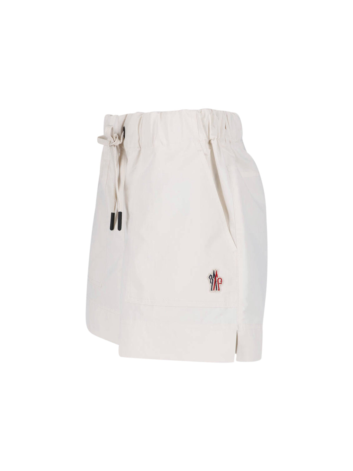 Cream Drawstring Straight Leg Fabric Shorts