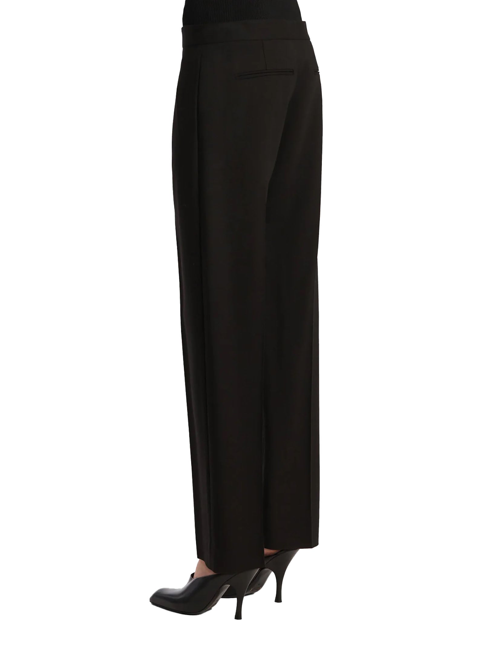 Tailored Low-Cut Suit-Style Trousers In Black Stretch Viscose